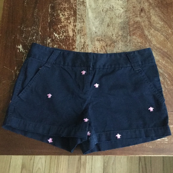 NWT J. Crew 3" Chino Turtle Critter Short Embroidered Navy Pink - Size 4 - Picture 4 of 11